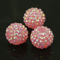 17mm Melon Pink Crystal Shamballa Pave' Beads, 14 crystal beads