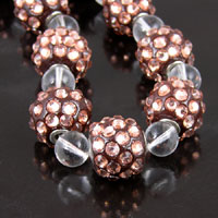 17mm Copper Bronze Crystal Pave Beads, strand