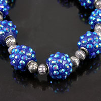 17mm Royal Blue Crystal Pave Beads, strand