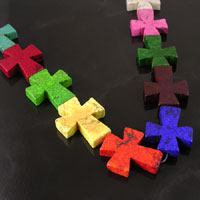 Turquoise Cross Beads, Multi Color, 16" strand