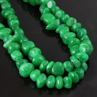 13x15mm Emerald Green Candy Jade Nugget Beads, 36in Strand
