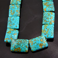 25x18mm Puffed Rectangle Composite Turquoise Beads, 16in strand