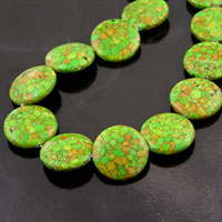 24.5mm Round Coin  Composite Green Turquoise Beads, strand