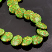20mm Round Lentil Composite Green Turquoise Beads, 16in strand