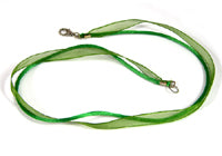 Green Organza and Green Silk Cord necklace, 17.5in, ea