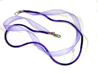 Purple Organza and Purple Silk Cord necklace, 17.5in, ea