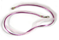 Pink Organza and Mauve Silk Cord necklace, 17.5in, ea
