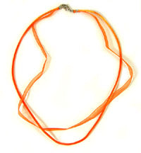 Orange Organza and Silk Cord necklace, 17.5 inch, each