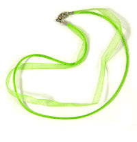 Lime Green Organza and Silk Cord necklace, 17.5in, each