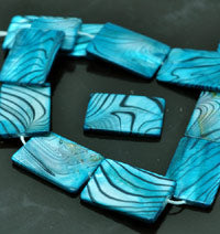 30mm Turquoise Zebra Shell Rectangle Beads, 16 inch strand