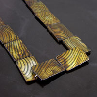 30mm Bronze Zebra Stripe Shell Rectangle Beads, strand