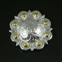 36mm Round Berry Concho, Bright Silver, each
