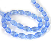 12mm Faceted Oval Aqua Crystal, 13 inch strand