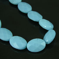18x13mm Faceted Oval Blue Glass Beads, 15 inch strand