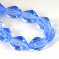 15mm Bicone Blue Vintage Czech Glass Beads, 7 inch strand