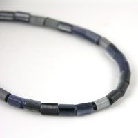5mm Tube Cats Eye Beads, Smokey Grey, 7 inch strand