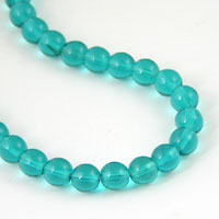 6mm Glass Round Beads, Dark Aqua, 12in Strand