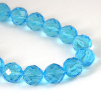 10mm Crystal Round Beads, Aqua Blue, 12 inch Strand
