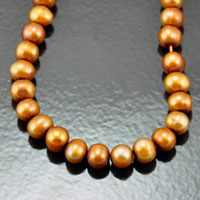 7mm Copper/Bronze Freshwater Round Potato Pearls, strand