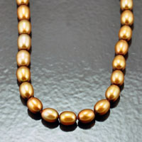 6x5mm Golden Champagne Freshwater Potato Pearls, strand