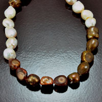12mm White-Copper Nugget Freshwater Pearls, strand
