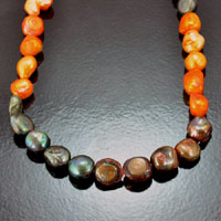 14mm x 9mm Orange Olive Copper Freshwater Pearl Nugget Beads, strand