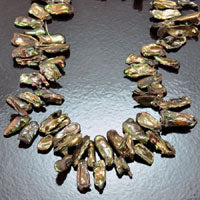 7x18mm Coppery Golden Keishi Freshwater Pearls, strand