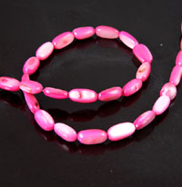 10mm Pink Mother of Pearl Rice Beads, 16" strand