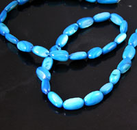Blue Mother of Pearl Rice Beads, about 35 beads per 16in strand