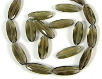23mm Coffee Faceted Quartz Oval Beads, strand