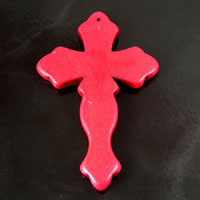 76mm (3 inch) Red Magnesite Gemstone Cross Pendant, each
