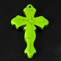 43mm (1.69 inch) Green Magnesite Gem Stone Cross Pendant, each