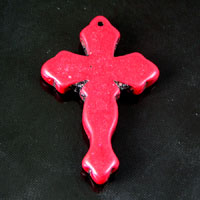 43mm(1.69x1.1in) Red Magnesite Matrix Cross Pendant, each