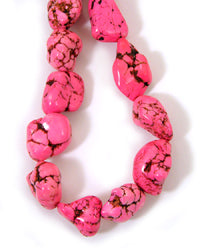 30x22mm Pink Magnasite Dyed (stabilized) Nugget Beads, 15in strand