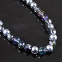 8.5mm Round Amethyst-n-Silver Crystal Beads, 16in strand