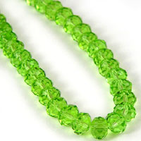 6x8mm Rondelle Peridot Crystal Beads, Rich-Cut, 13in strand