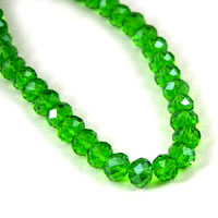 7x10mm Rondelle Peridot Crystal Beads, Rich-Cut, 15in strand