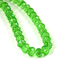 7x10mm Rondelle Peridot Crystal Beads, Rich-Cut, 15in strand