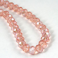 8x10mm Rondelle Lt Rose Crystal Beads, Rich-Cut, 15in strand