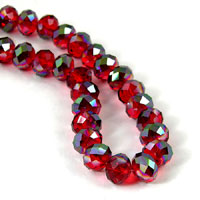 7x10mm Rondelle Indian Red AB Crystal Beads, 12in strand