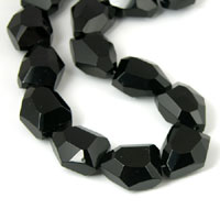 25x20mm Black Jet Faceted Crystal Nuggets, 15in strand