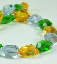 20x16mm Green/Topaz/Crystal Multi-color Faceted Crystal Nuggets, 15" strand