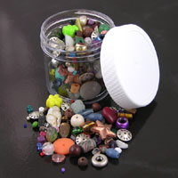 Vintage Bead Mix:  Czech Glass Beads, Metal, SemiPrecious & Lucite, 2.5 ounce package