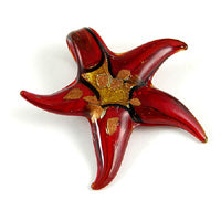 Murano Style Glass Star Pendants Red Swirl w/Silver and Copper Foil 65mm