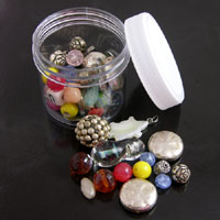Vintage Bead Mix, Flat Back Stones, Glass, Lucite, Crystals, 2.5 ounces