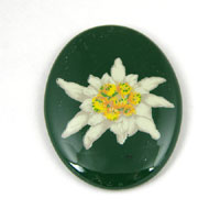 30x40mm Green Edelweiss Cabochon, Vintage German Mfg, ea