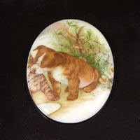 40x30mm(1.75x1.25in) Boxer Puppy Oval Cabochon, Vintage German Mfg, ea