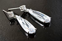 7x24mm CZ Stone, Dangle Earrings, pr