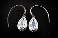 17x10 Pear Cut CZ Dangle Silvertone Earrings, -pair