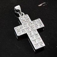 24x17mm CZ Silver Cross Pendant w/bail, ea